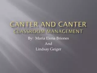 Canter and Canter Classroom Management