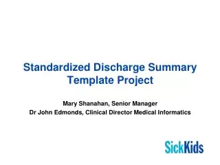 Standardized Discharge Summary Template Project