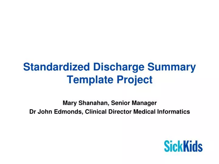 standardized discharge summary template project