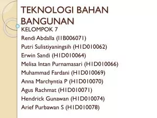 TEKNOLOGI BAHAN BANGUNAN