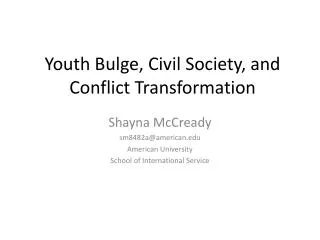 Youth Bulge, Civil Society, and Conflict Transformation