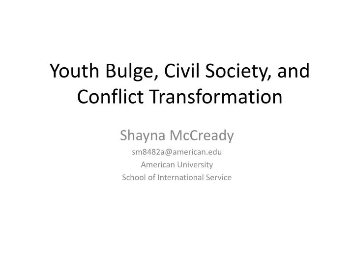 youth bulge civil society and conflict transformation