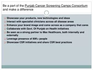 Be a part of the Punjab Cancer Screening Camps Consortium and make a difference