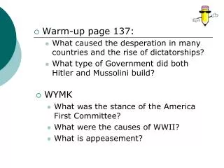 Warm-up page 137: What caused the desperation in many countries and the rise of dictatorships?
