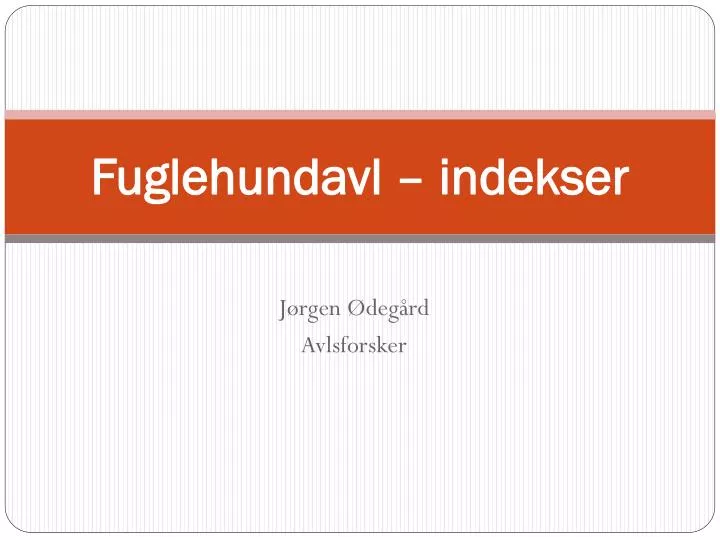 fuglehundavl indekser