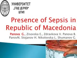 Presence of Sepsis in Republic of Macedonia