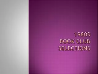 1980s BOOK CLUB SELECTIONS
