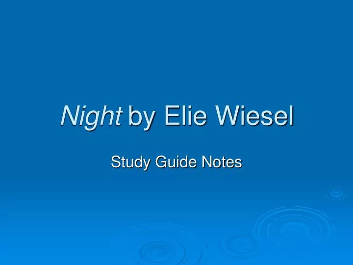 night by elie wiesel