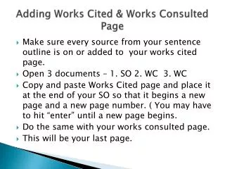 Adding Works Cited &amp; Works Consulted Page