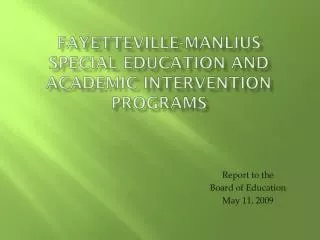 Fayetteville-Manlius Special Education and Academic Intervention Programs