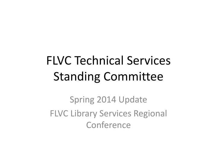 flvc technical services standing committee
