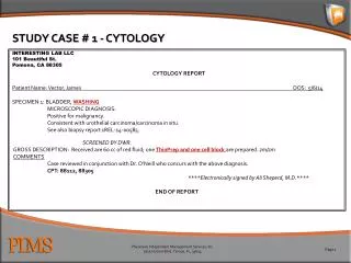 STUDY CASE # 1 - CYTOLOGY