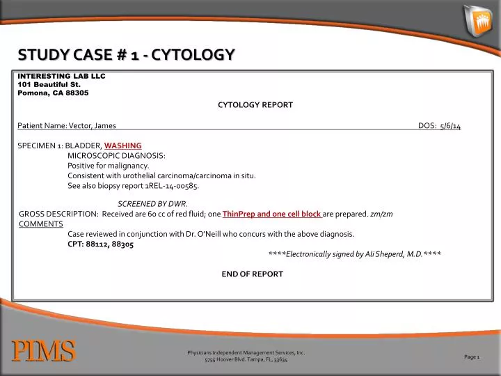 study case 1 cytology