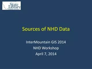 Sources of NHD Data