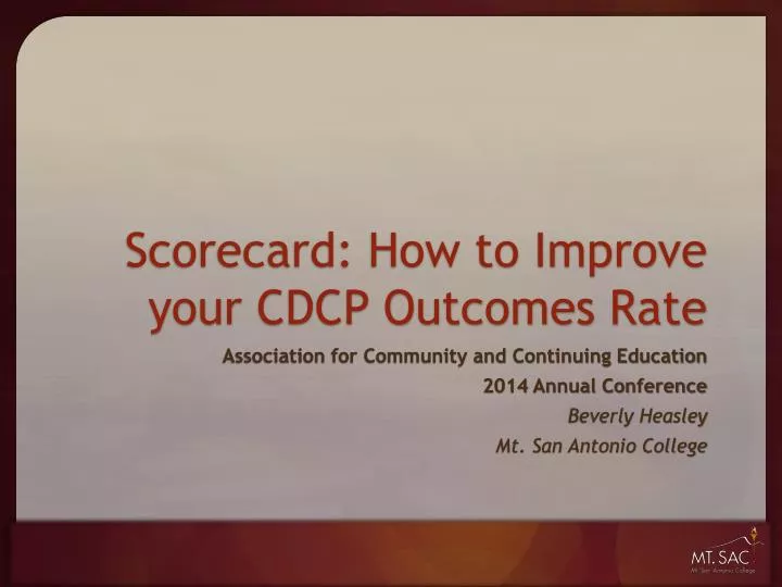 scorecard how to improve your cdcp outcomes rate