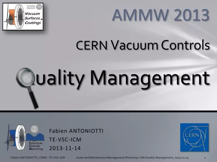 ammw 2013 cern vacuum controls quality management