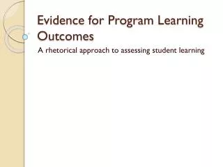 Evidence for Program Learning Outcomes