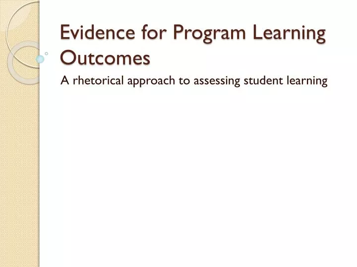evidence for program learning outcomes