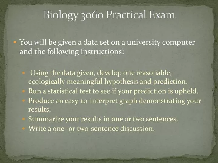 biology 3060 practical exam