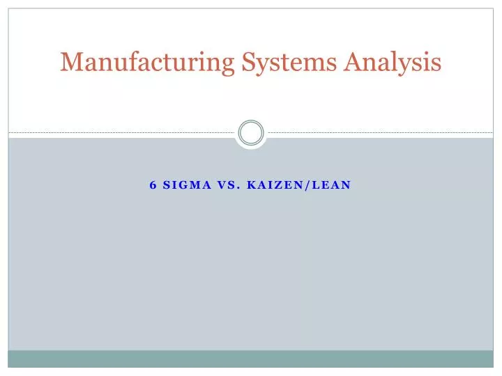 manufacturing systems analysis