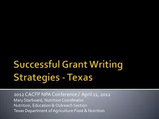 Successful Grant Writing Strategies - Texas
