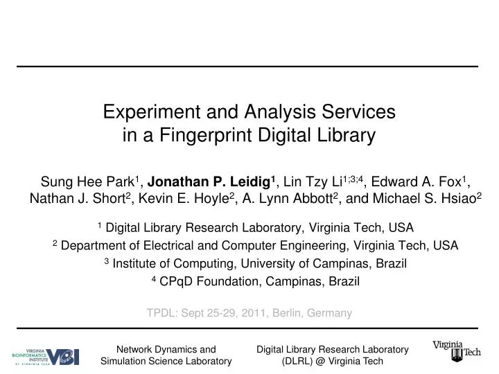 experiment and analysis services in a fingerprint digital library