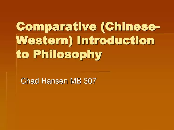 comparative chinese western introduction to philosophy
