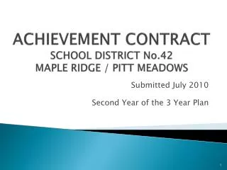 ACHIEVEMENT CONTRACT SCHOOL DISTRICT No.42 MAPLE RIDGE / PITT MEADOWS