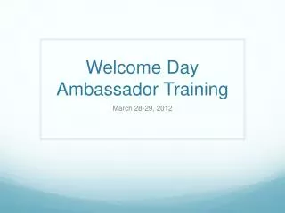Welcome Day Ambassador Training