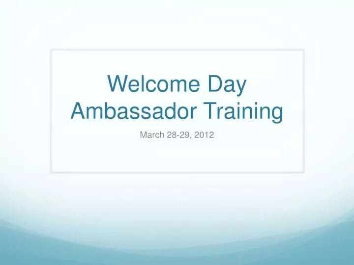 welcome day ambassador training