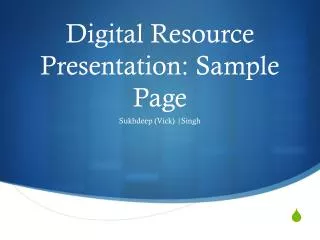 Digital Resource Presentation: Sample Page