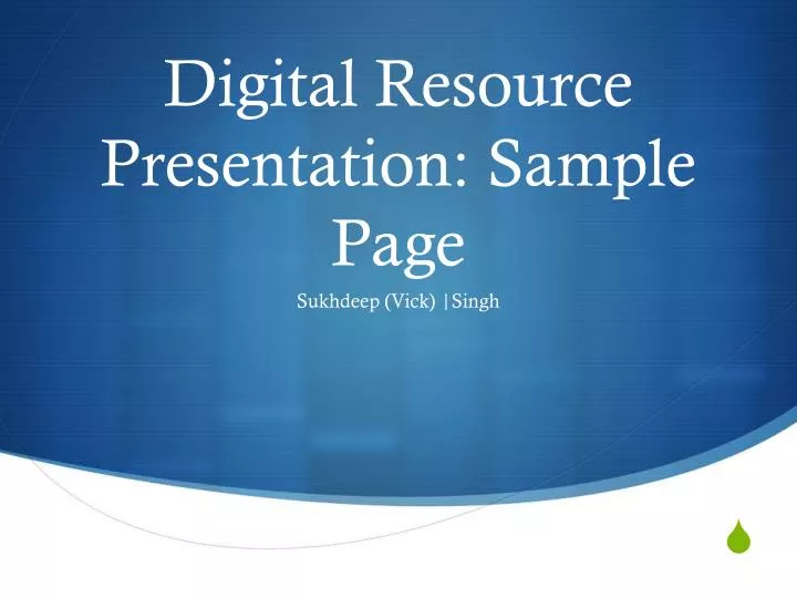 digital resource presentation sample page