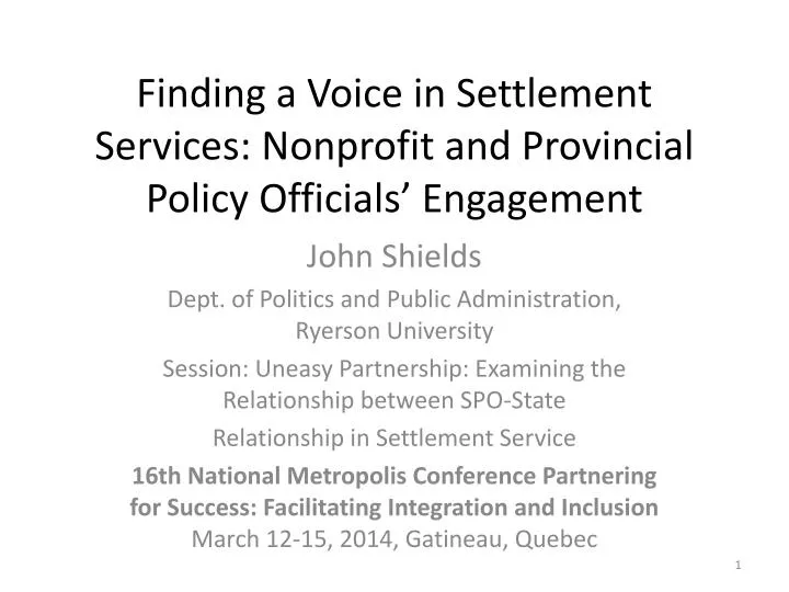 finding a voice in settlement services nonprofit and provincial policy officials engagement