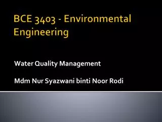 BCE 3403 - Environmental Engineering