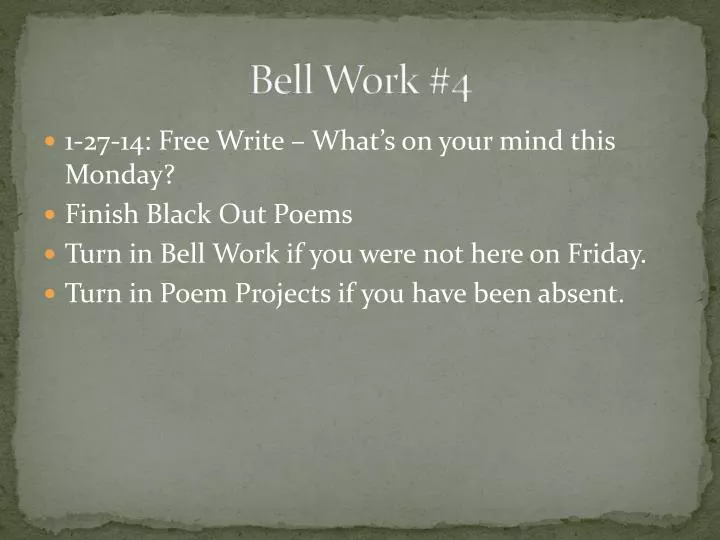 bell work 4