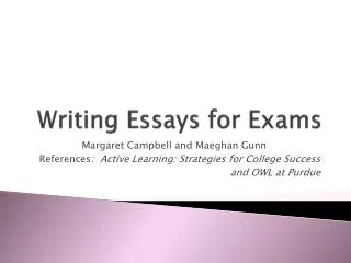 Writing Essays for Exams