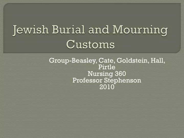 jewish burial and mourning customs