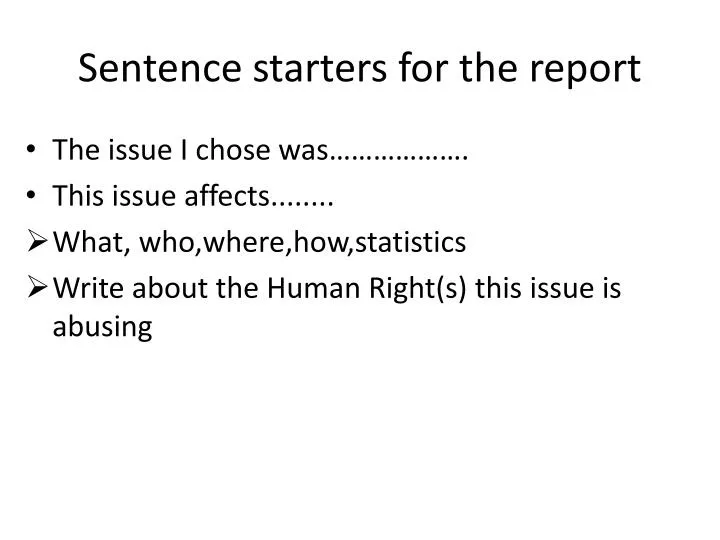 sentence starters for the report