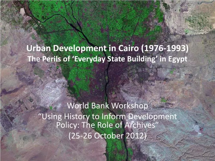 urban development in cairo 1976 1993 the perils of everyday state building in egypt