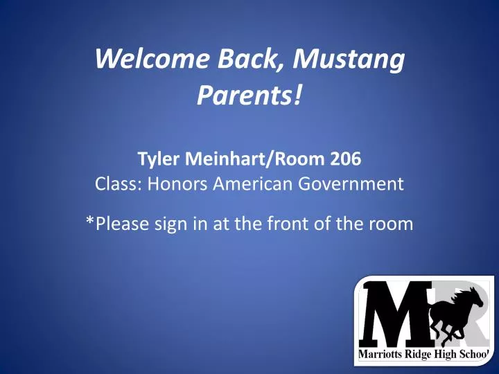 welcome back mustang parents