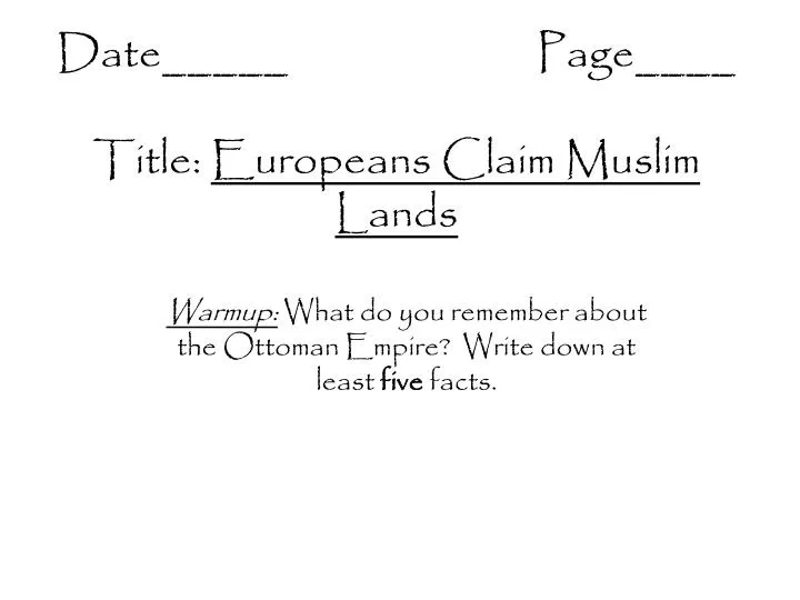 date page title europeans claim muslim lands