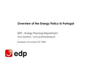 Overview of the Energy Policy in Portugal