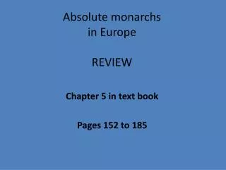 Absolute monarchs in Europe REVIEW