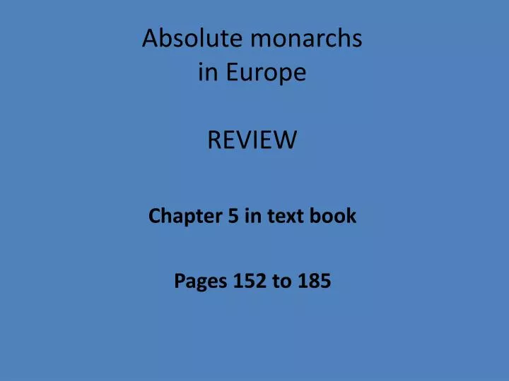absolute monarchs in europe review
