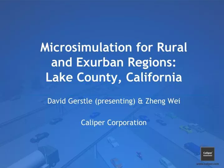 microsimulation for rural and exurban regions lake county california