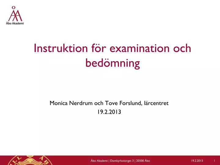 instruktion f r examination och bed mning