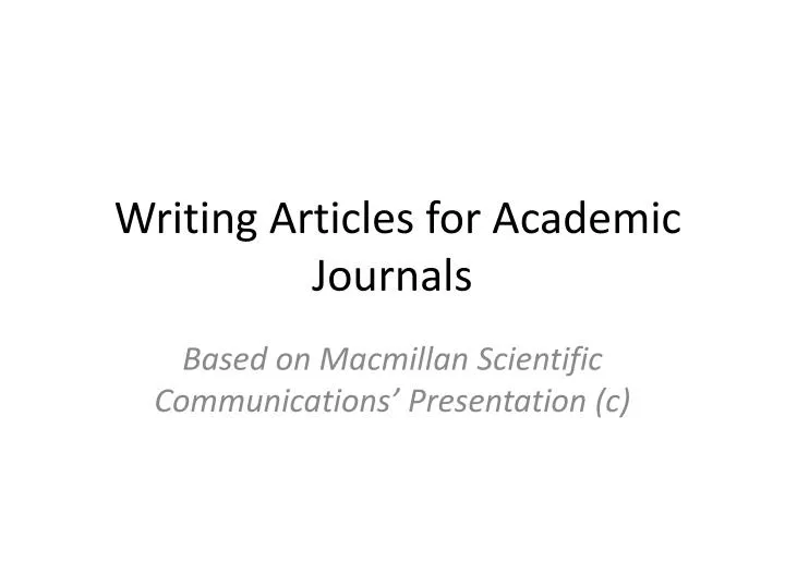 writing articles for academic journals