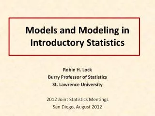 Models and Modeling in Introductory Statistics