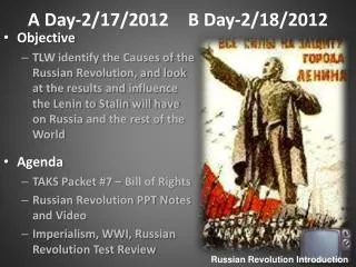 A Day- 2 / 17 /201 2 	 B Day- 2 / 18 /201 2