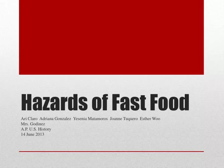 hazards of fast food